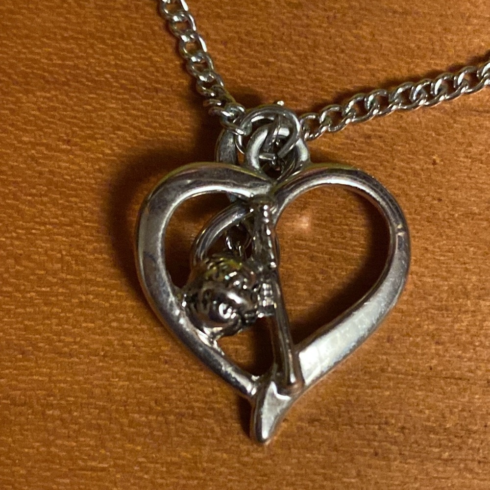 Baseball heart necklace